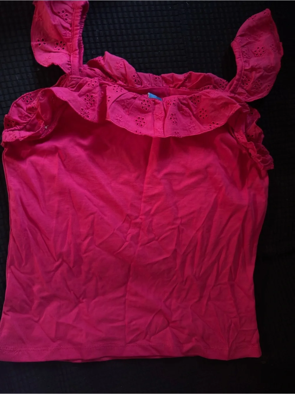 Old Navy Ruffle Eyelet Strap Tank Top - Hot Pink & White